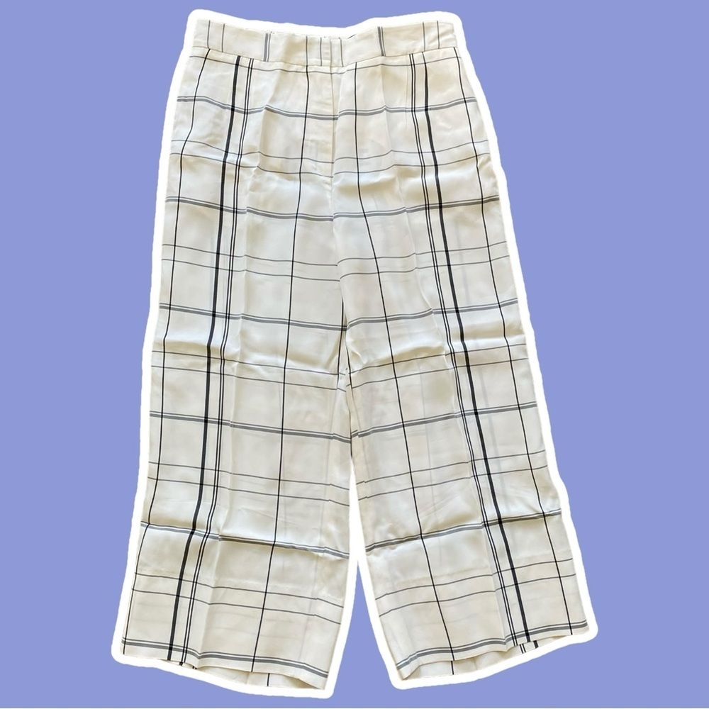 NWT ~ Protagonist ~ High-rise Wide-leg Pant ~ Ivory & Black Windowpane ~ Size L